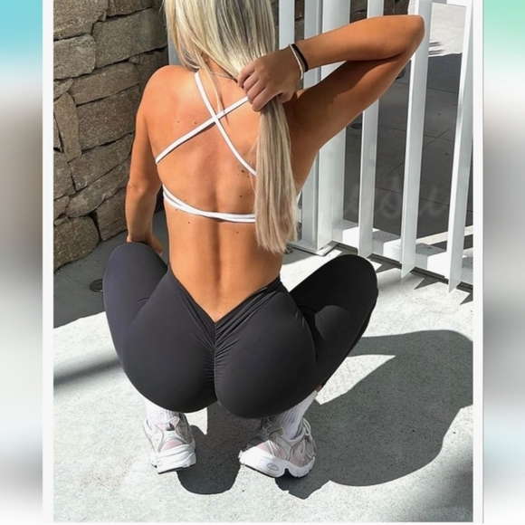 Danysu V Back Scrunch Butt Leggings Soft High Waisted. NEW! - Picture 9 of 12